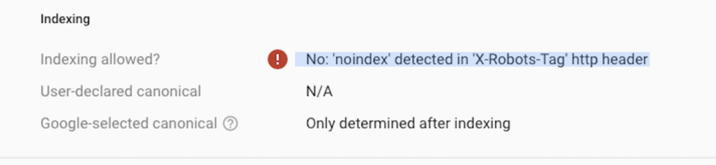 ‘no index’ detected in ‘X-Robots-Tag’ HTTP header