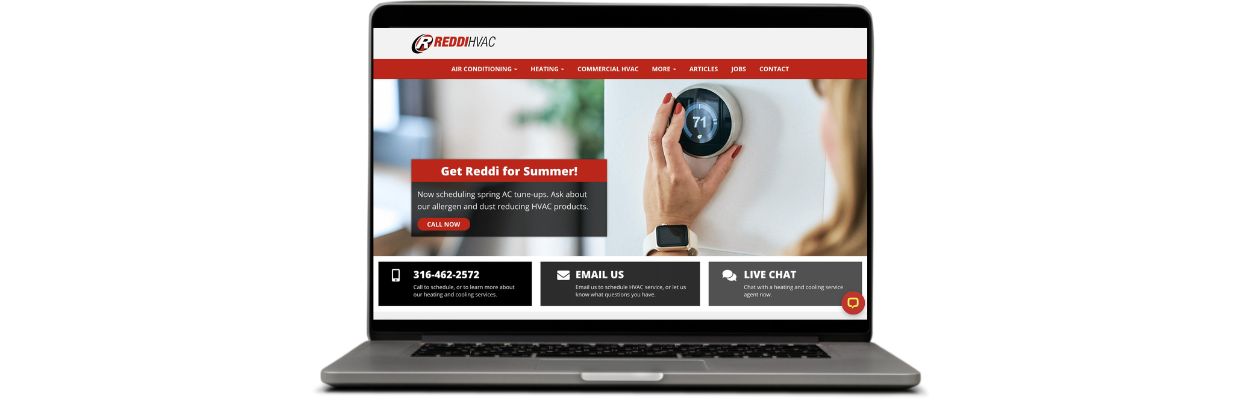 example of a HVAC website on a laptop