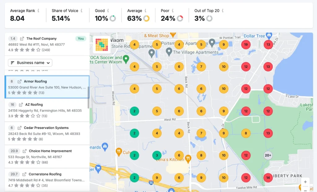 area mapping ranking